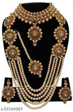 Alloy Gold-plated Studded Kundan and Pearl Jewel Set