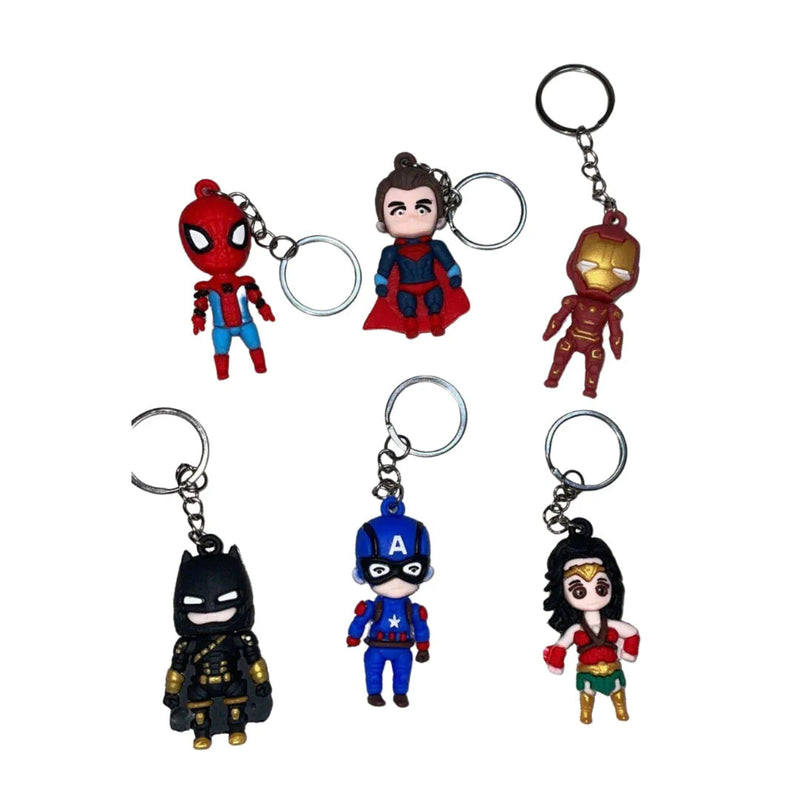 Superhero Avengers Keyrings and Keychains for Your Bike Bags Keys | Boys Girls Birthday Return Gift | for Kids of All Age group (Set of 6)
