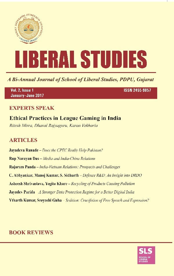 Liberal Studies : a Bi-Annual Journal of School of Liberal Studies, Pdpu, Gujarat (Vol. 2, Issue 1) January- June 2017…