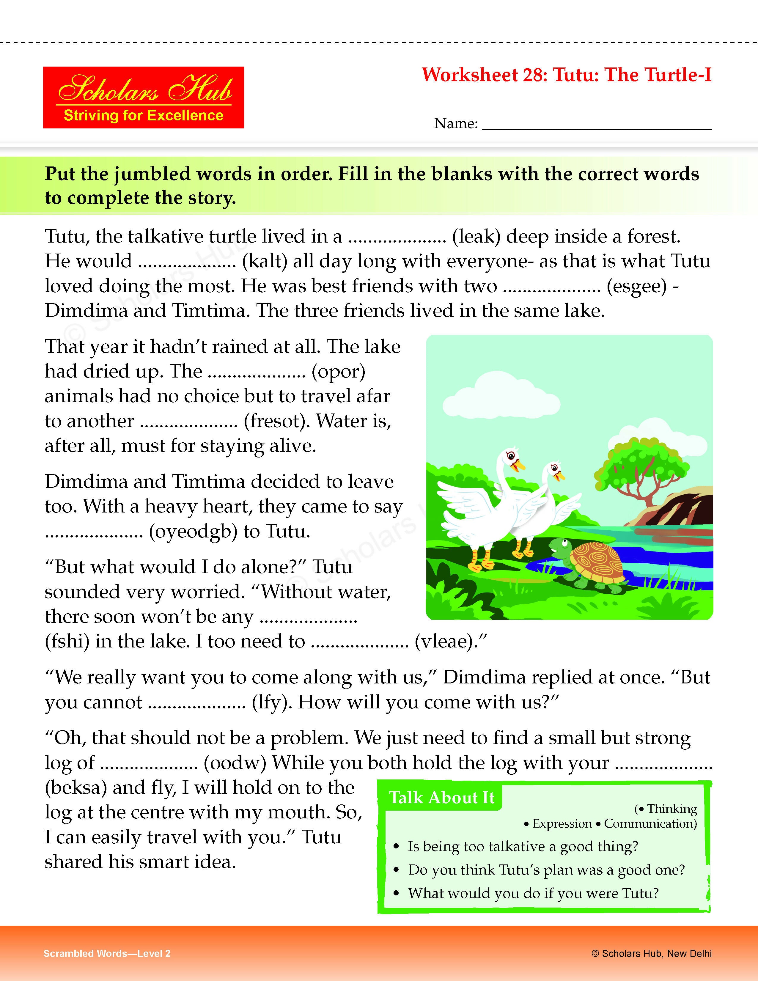 Step By Step Skills Scrambled Words-2Tearble Colourful Worksheets) – Scholars Hub (image 3)