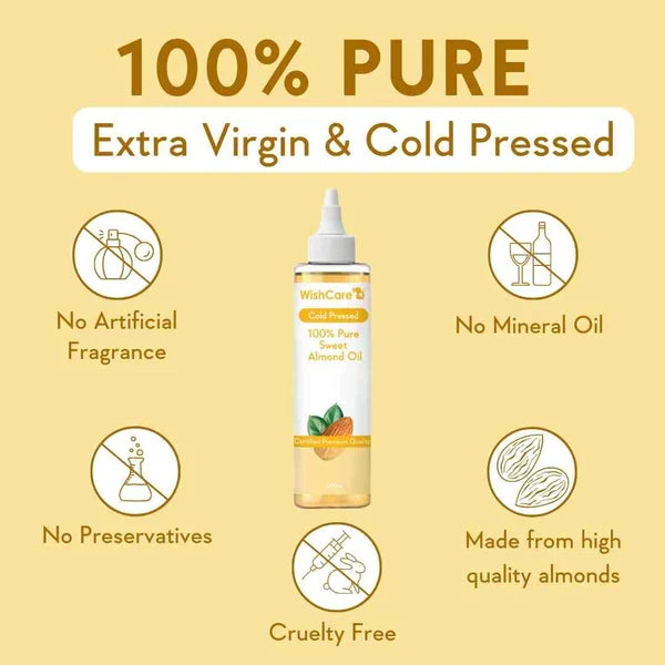 WishCare Pure Cold Pressed Sweet Almond Oil -100 ml image 2