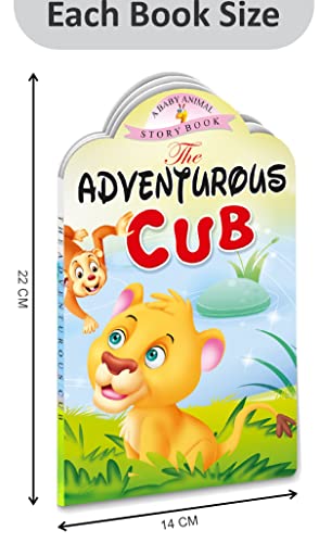 Sawan Set Of 5 Story Books Baby Animals Series (Adventurous Cub,Baby Squirrel,Baby Dinosaur,City Calf & Baby Mouse) [Board…