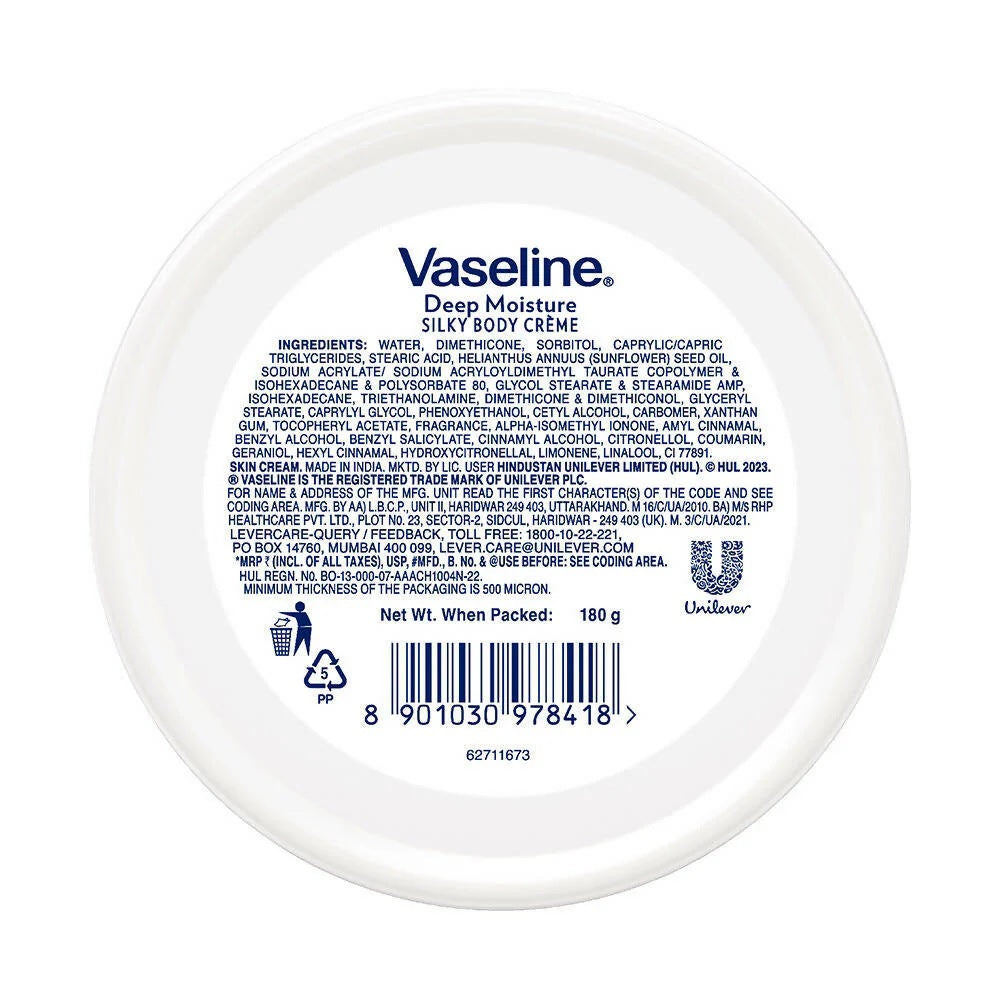 Vaseline Deep Moisture Silky Body Creme -180 gm image 4