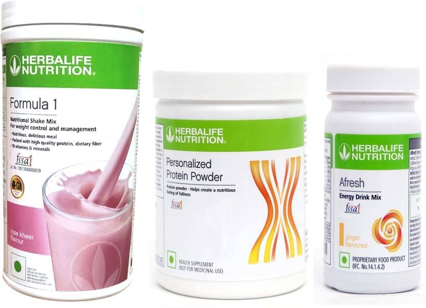 HERBALIFE Weight Loss Combo Formula 1 Rose Kheer Flavor Shake, Protein Powder 200G, Afresh Ginger Flavor