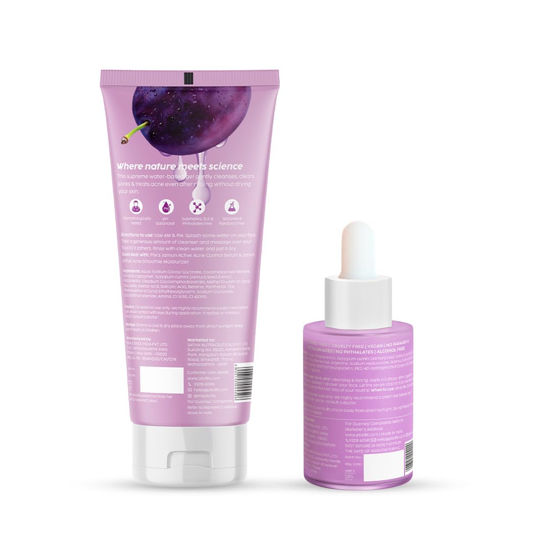 PLIX  Jamun Face Wash and Active Acne Serum Combo(100ML + 30ML) image 2