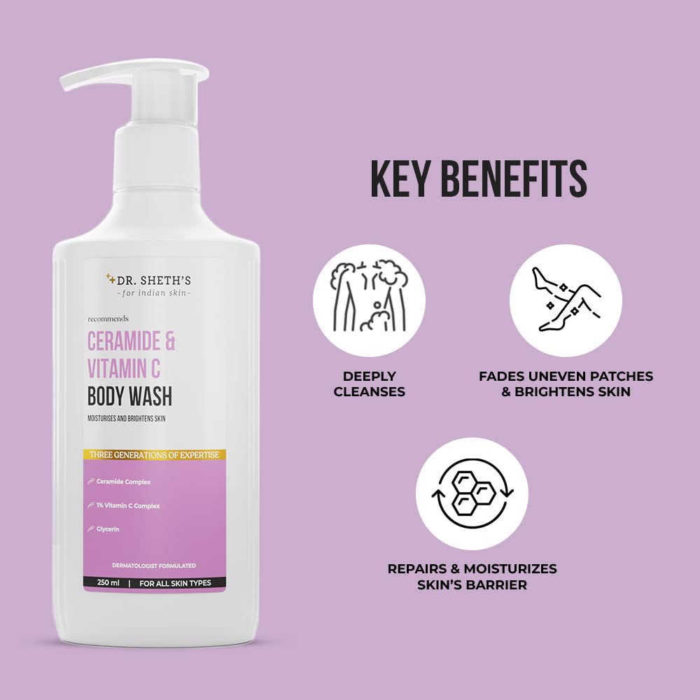 Dr. Sheth's Ceramide & Vitamin C Body Wash-250 ml image 2