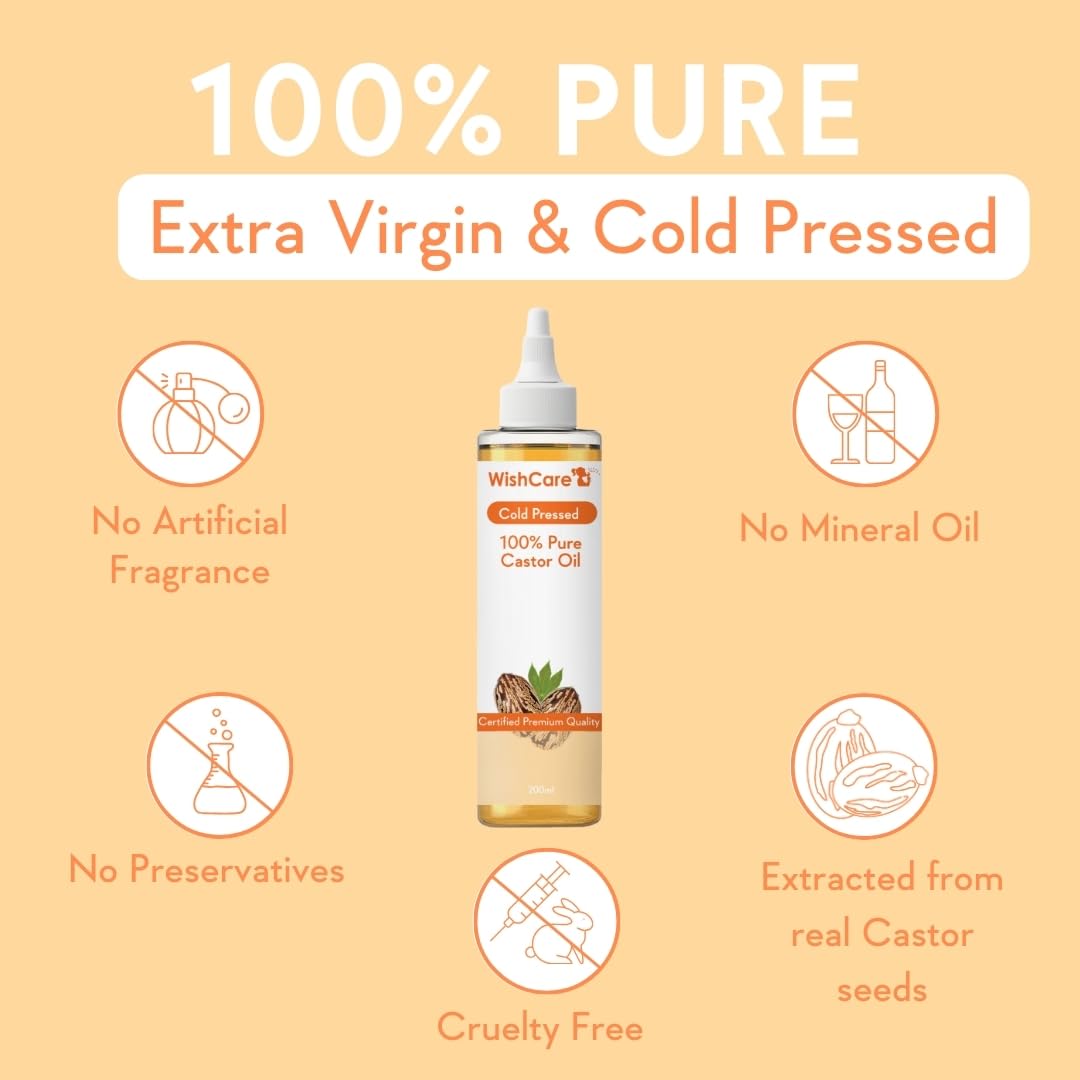 wishcare Pure Cold Pressed Castor Oil & Jamaican Black Castor Oil - 200Ml image 4
