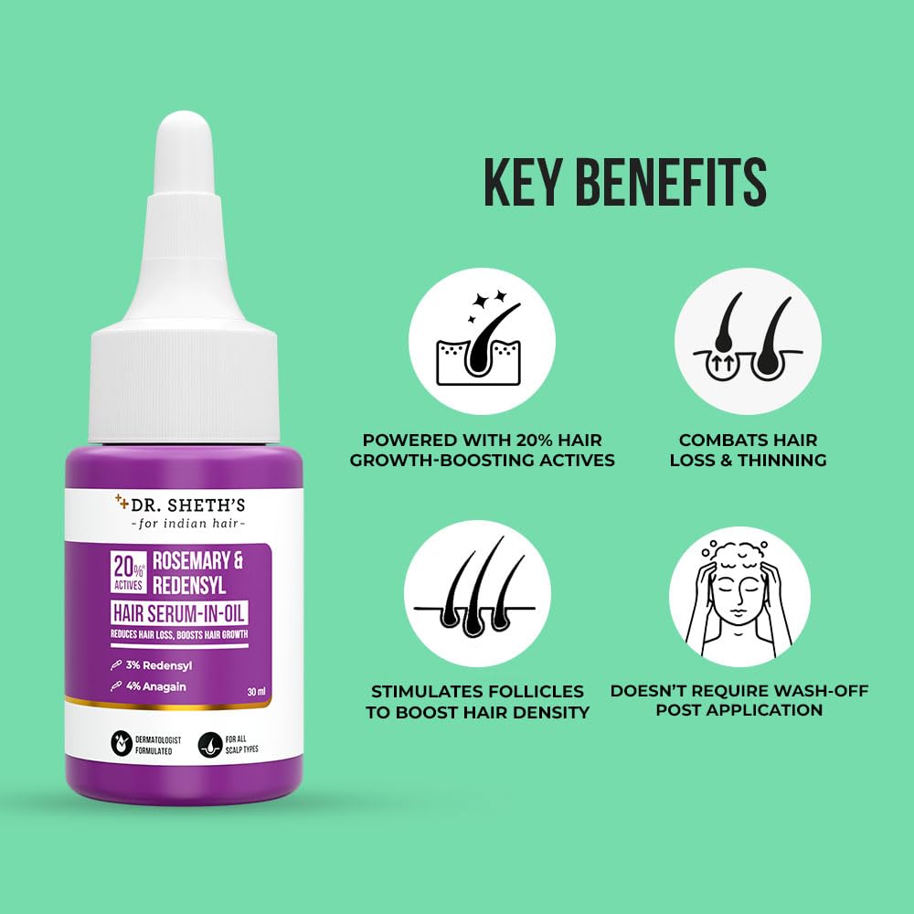 Dr. Sheth’s Rosemary & Redensyl Hair Serum-in-Oil for Hair Growth & Reduce Hair Fall -30 ml image 3