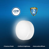 PHILIPS Polycarbonate Rimless Full Glow 22-Watt Round LED Surface Downlighter for Ceiling | Cool Day Light | Pack of 2 image 2