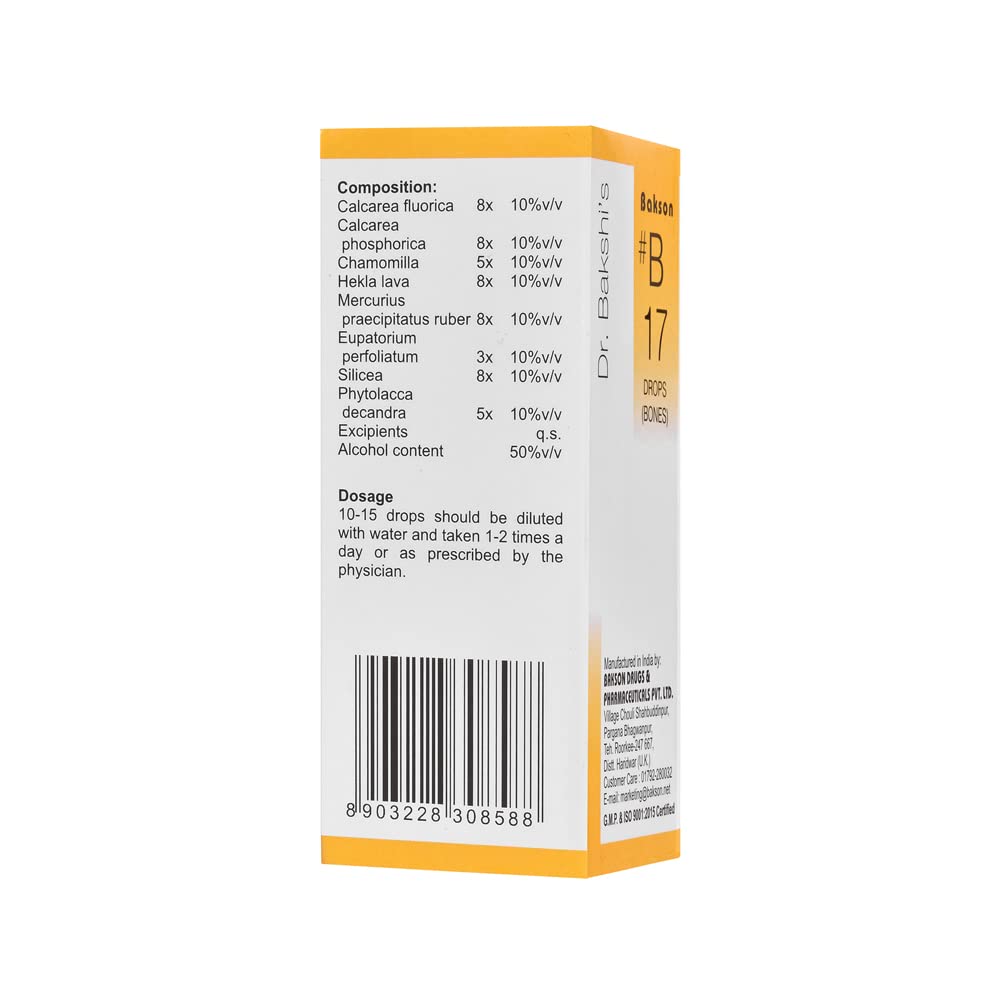 Bakson Homoeopathic B17 Bones Drops (30ml) image 3