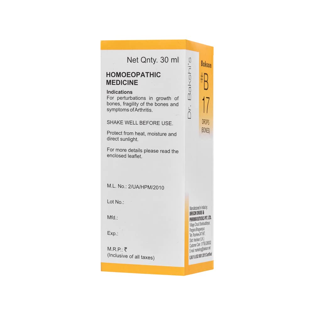Bakson Homoeopathic B17 Bones Drops (30ml) image 2