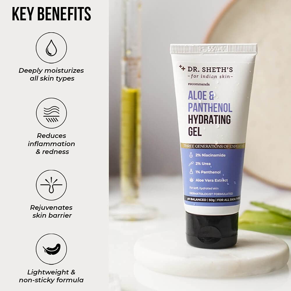 Dr. Sheth's Aloe & Panthenol Hydrating Gel with Niacinamide For Deep Moisturization & Hydration, For All Skin Types -50 gm image 3