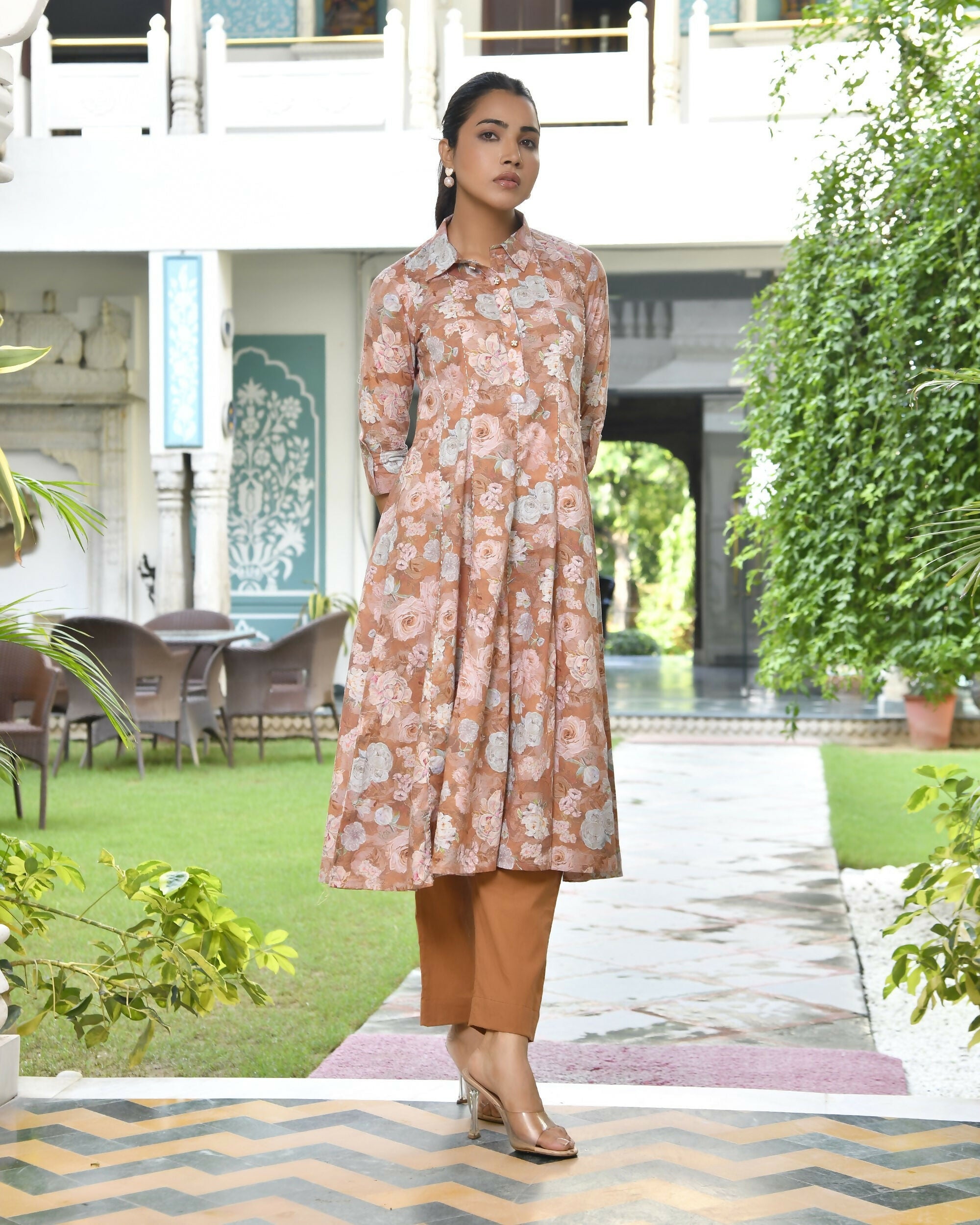 Vaasva Women's Brown Cotton Digital Printed Cord Set – Vaasva Jaipur (image 4)