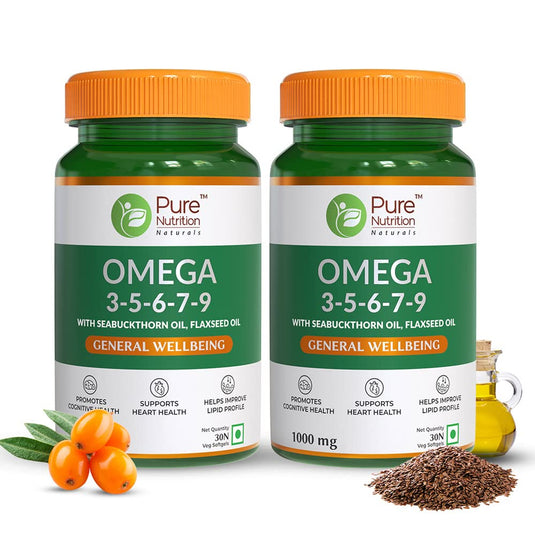 Pure Nutrition Naturals Omega 3-5-6-7-9 with Seabuckthorn Oil & Flaxseed Oil - 30 tabs image 2