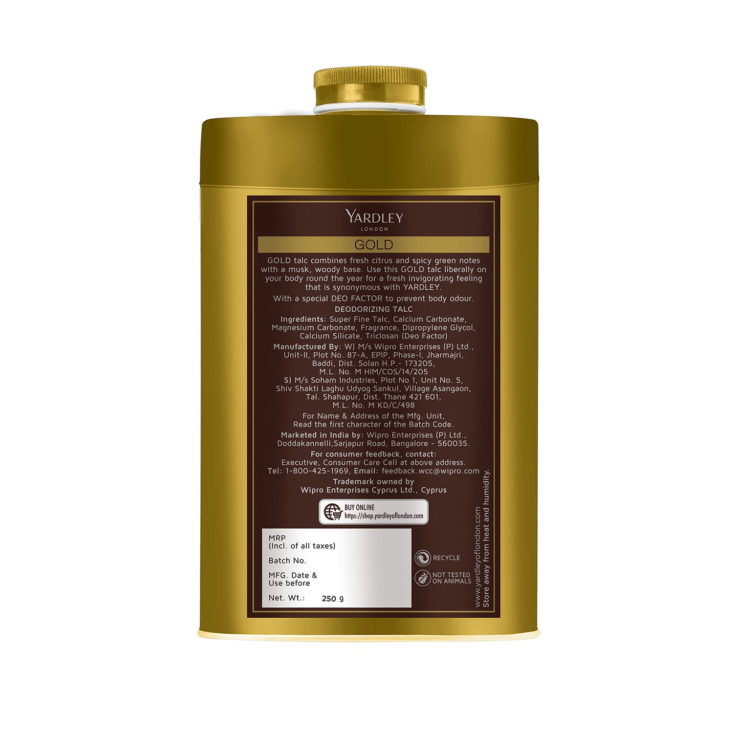 Yardley London Gold Deodorizing Talc-250gm image 2