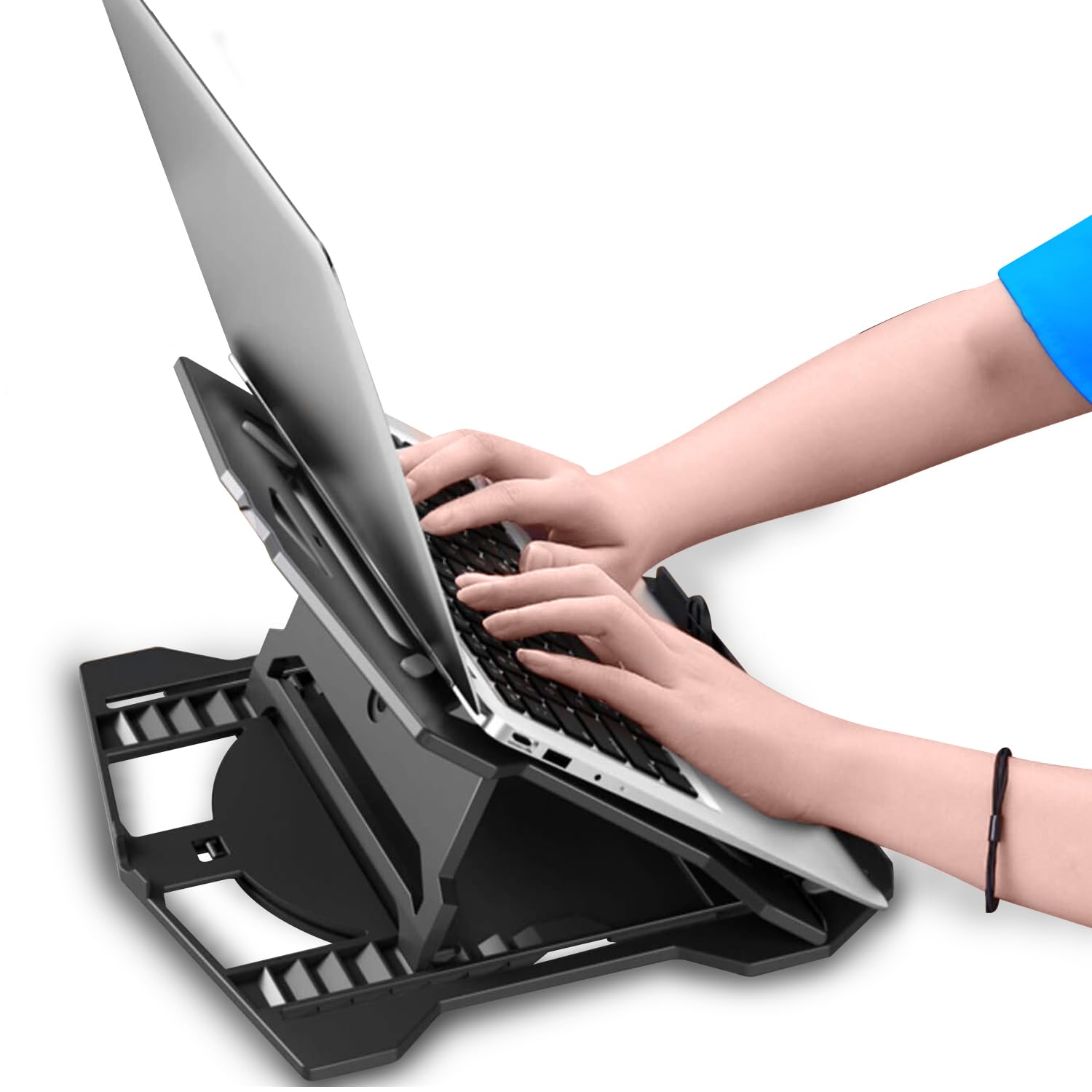 Amazon Basics ABS 2-in-1 Laptop Stand and Mobile Stand Portable, Lightweight, Compatible with All Laptops Up to 15.6" (Black) image 2