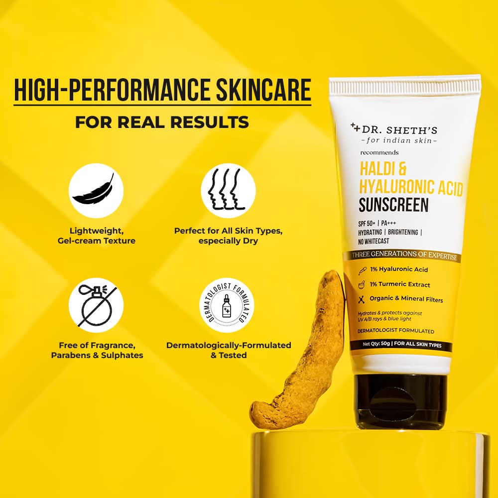 Dr. Sheth's Ceramide & Vitamin C Sunscreen SPF 50+ PA+++ UVA UVB Sun Protection, For All Skin Types -50 gm image 5