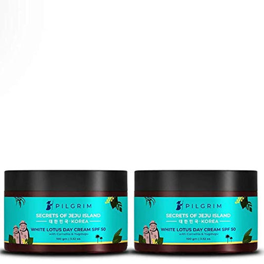 PILGRIM Korean Face Cream Pack of 2 – 100g Each | Hydrating & SPF 50 Protection
