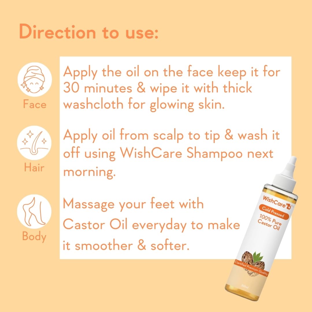 wishcare Pure Cold Pressed Castor Oil & Jamaican Black Castor Oil - 200Ml image 8
