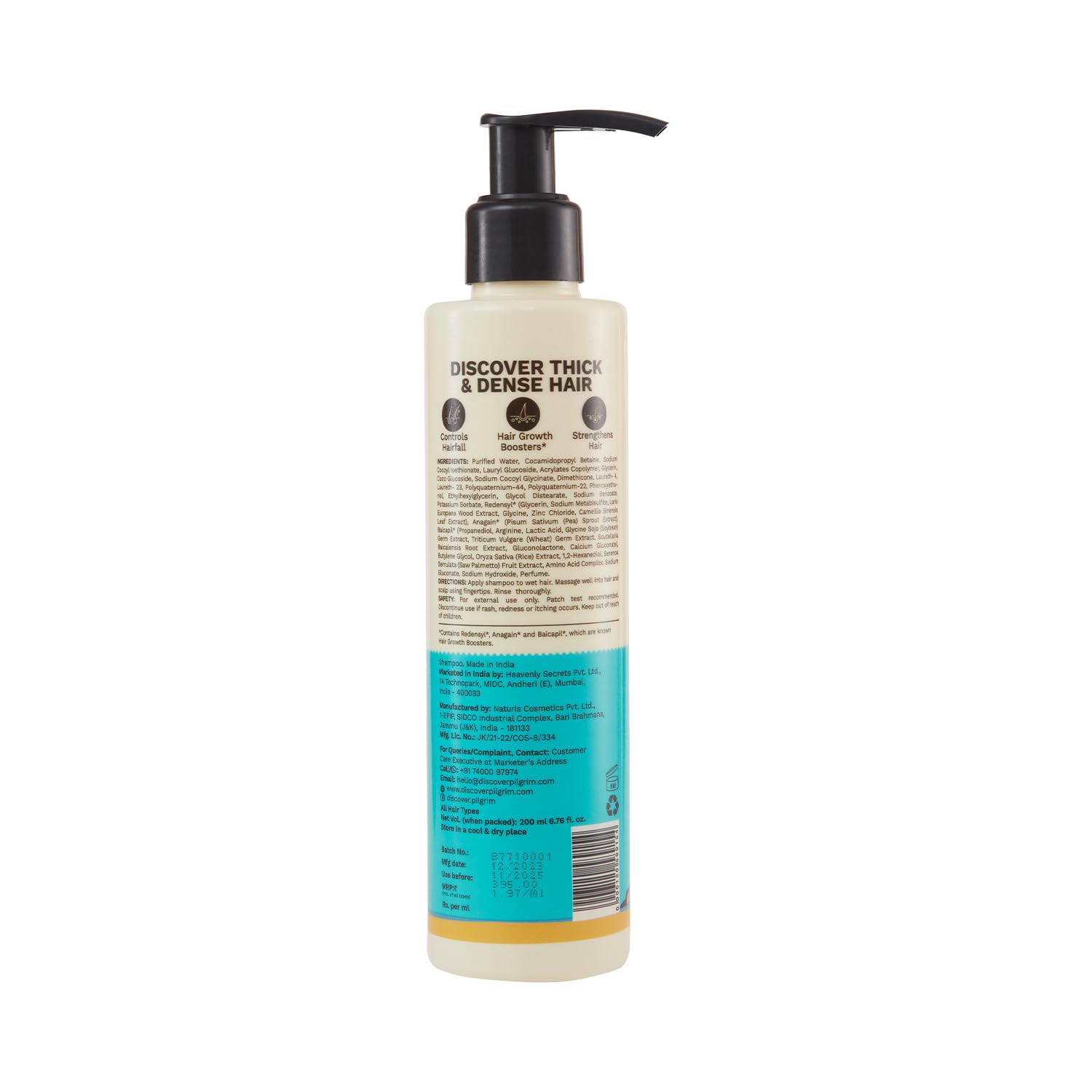 Pilgrim Redensyl & Anagain Hairfall Control Shampoo with Korean Black Rice 200ml image 2