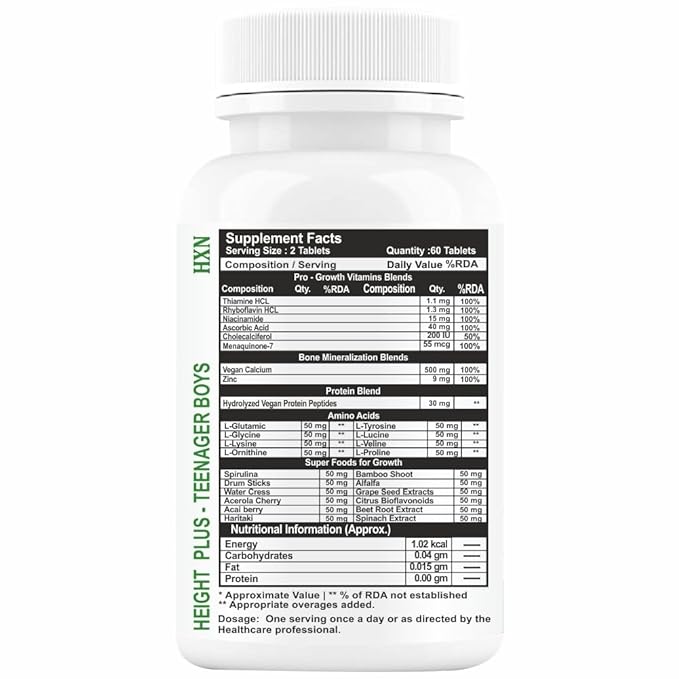 HXN Height Increase Medicine For Boys - 60 Chewable Tablets image 2