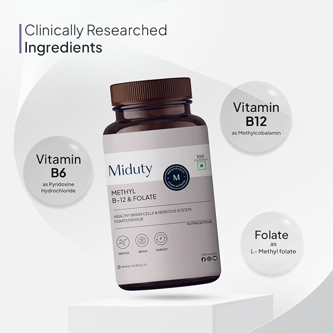 Miduty By Palak Notes Methyl B-12 & Folate Chewable Tablets - 100 Tabs image 3