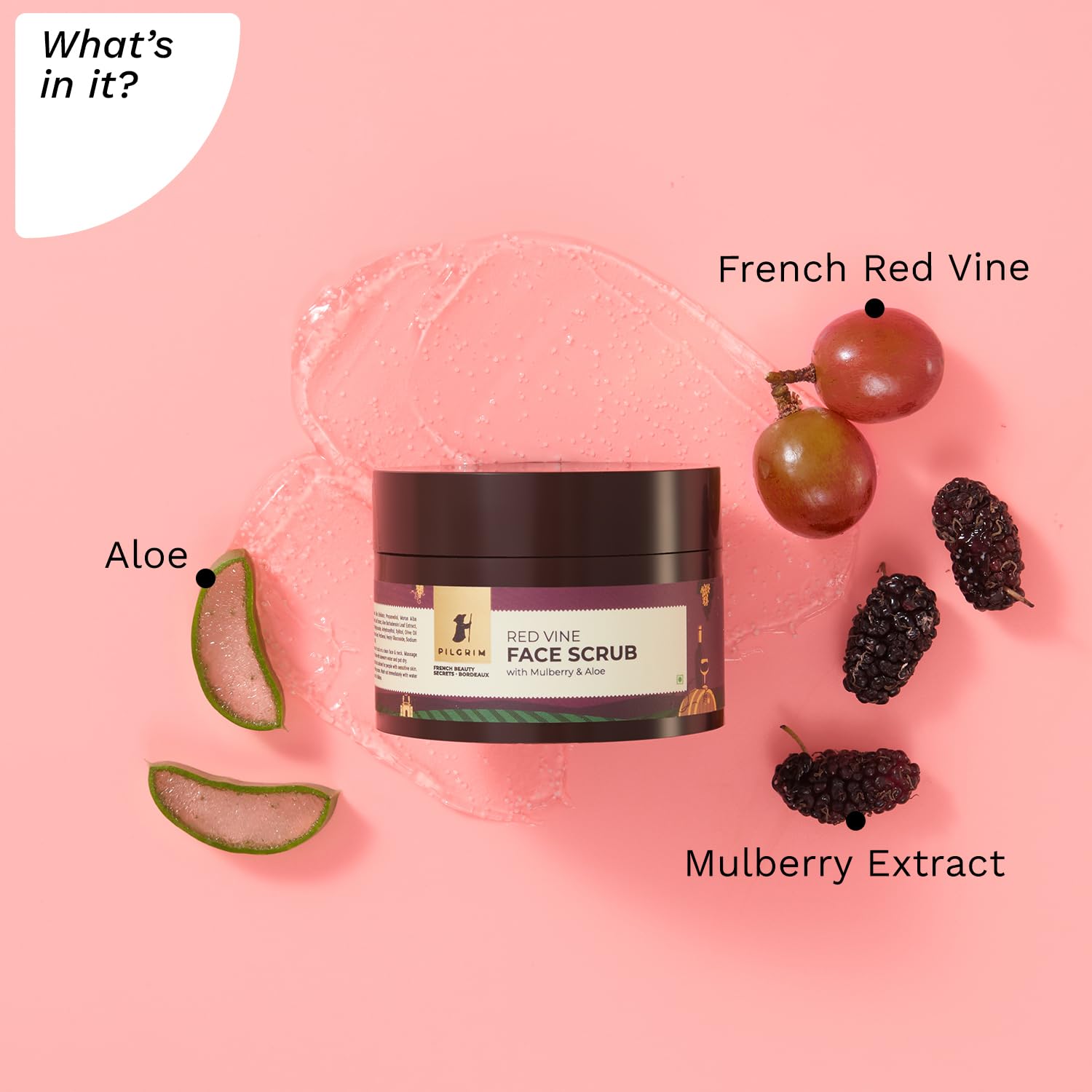 Pilgrim Red Vine Face Scrub with Mulberry & Aloe -50gm image 3