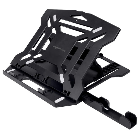 Amazon Basics ABS 2-in-1 Laptop Stand and Mobile Stand Portable, Lightweight, Compatible with All Laptops Up to 15.6" (Black)