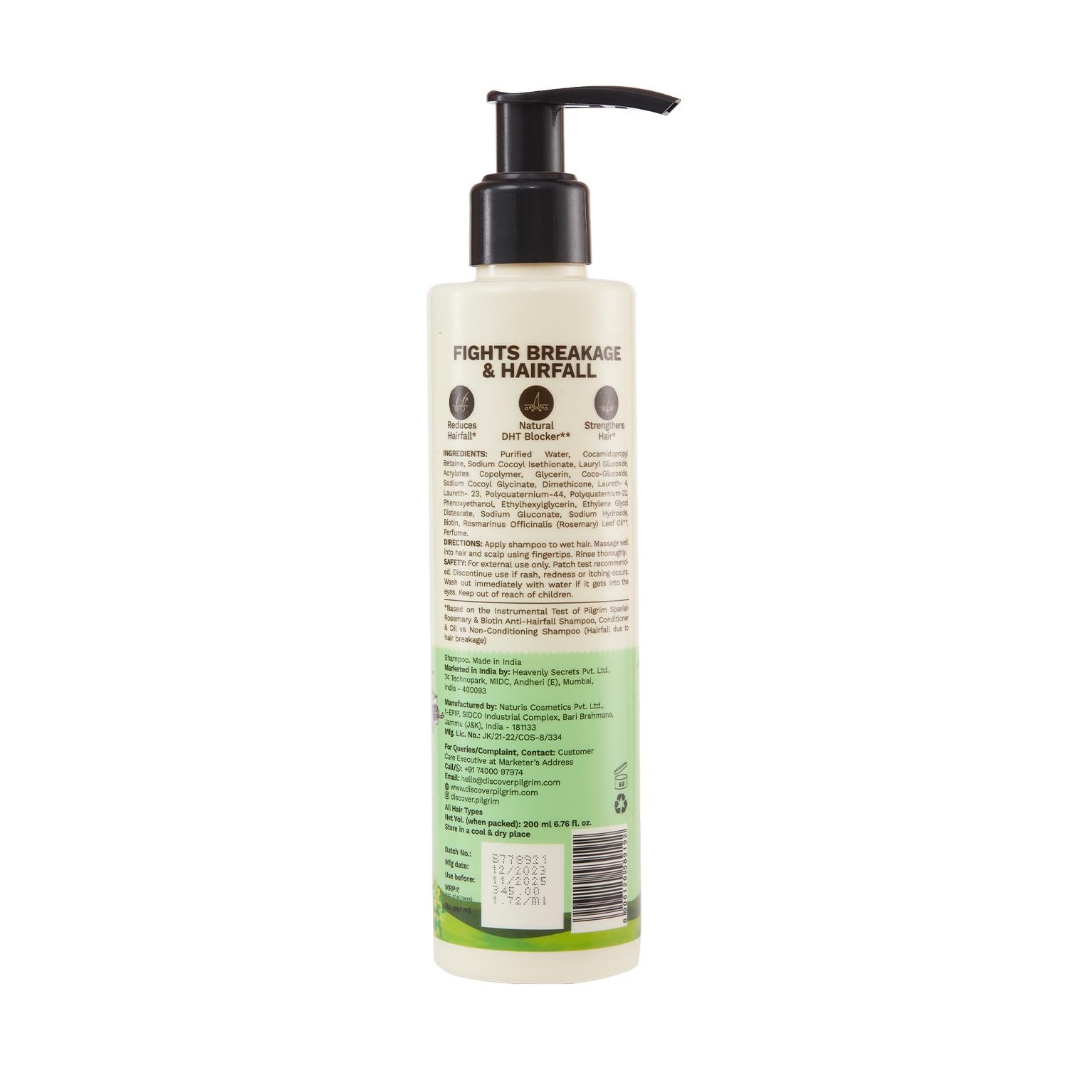 Pilgrim Spanish Rosemary & Biotin Anti Hairfall Shampoo -200ml image 2
