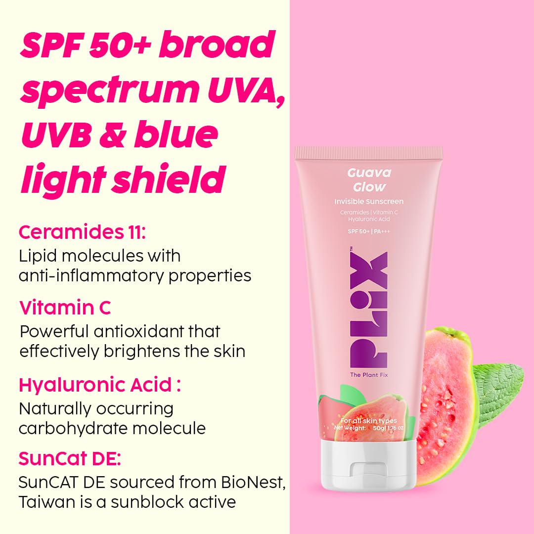 PLIX  Under-Eye Gel and SPF 50+ Guava Glow Sunscreen Combo image 2