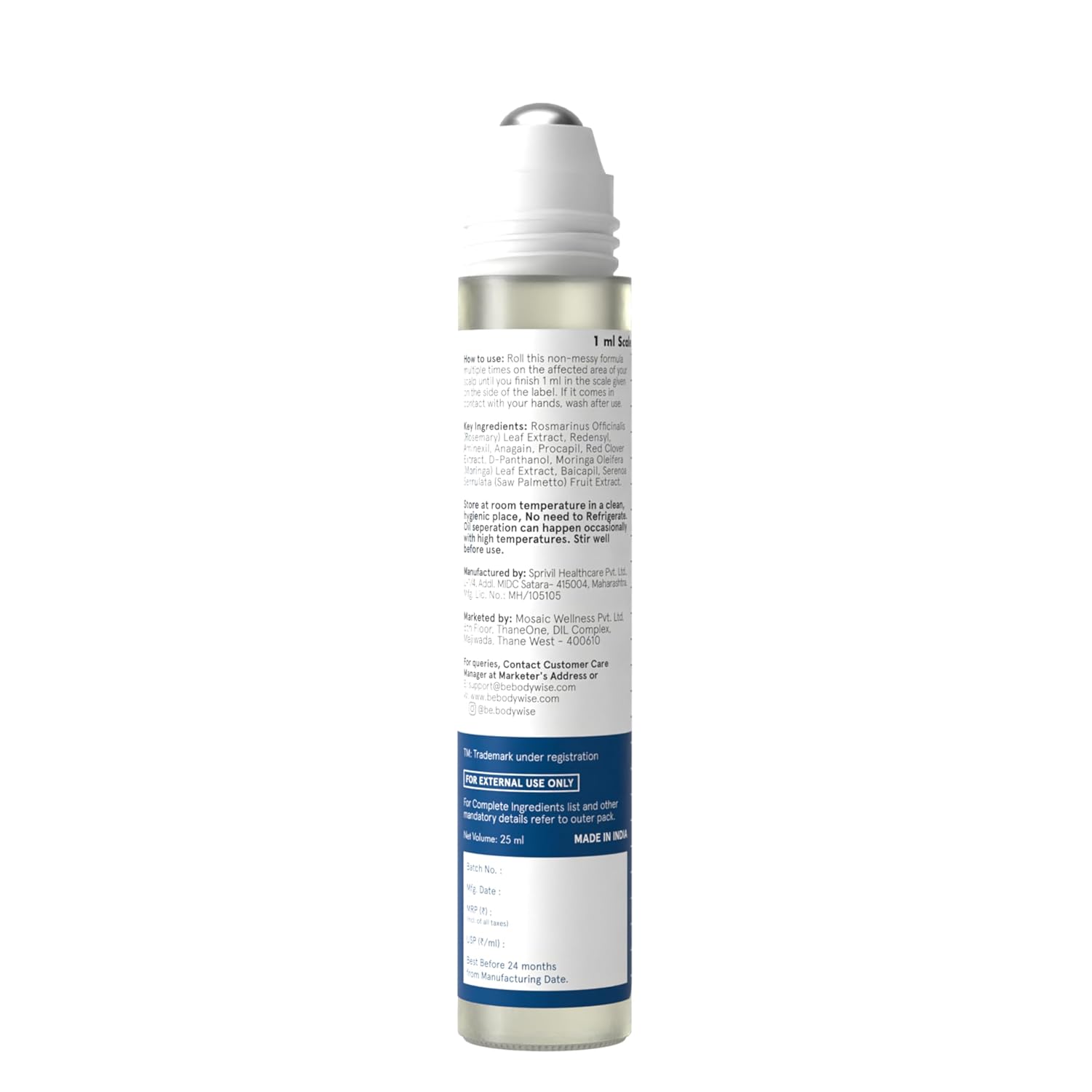Be Bodywise Rosemary Hair Growth Serum (Roll On) -25 ml image 2