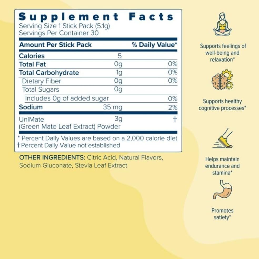 Uni-city Uni-mate Lemon – Yerba Mate Drink Mix (30 Packets) image 7