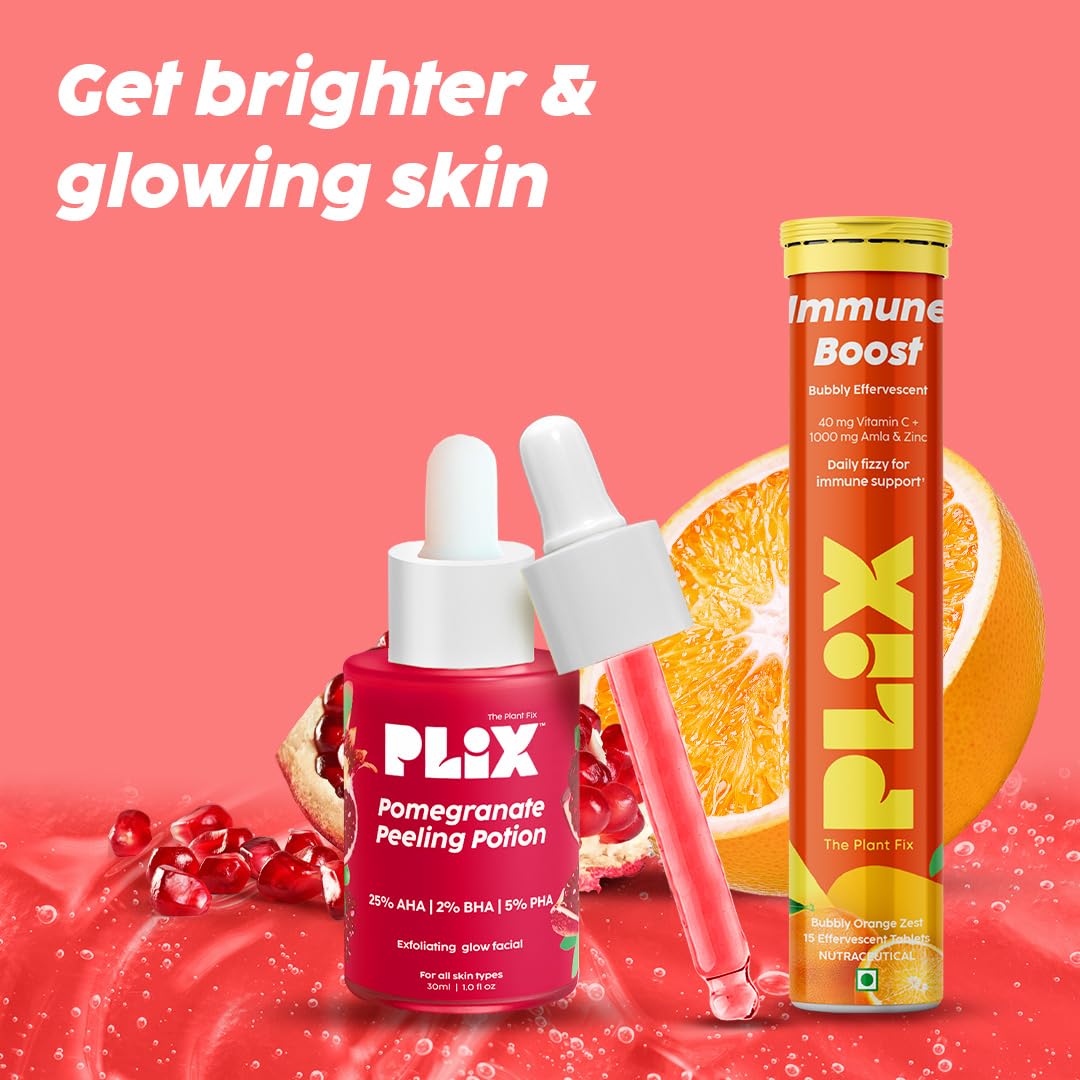 PLIX - THE PLANT FIX Pomegranate Peeling Potion and Vitamin C Effervescent Combo image 4