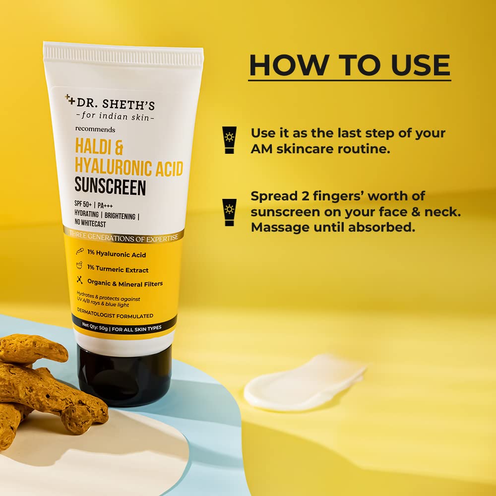 Dr. Sheth's Ceramide & Vitamin C Sunscreen SPF 50+ PA+++ UVA UVB Sun Protection, For All Skin Types -50 gm image 4