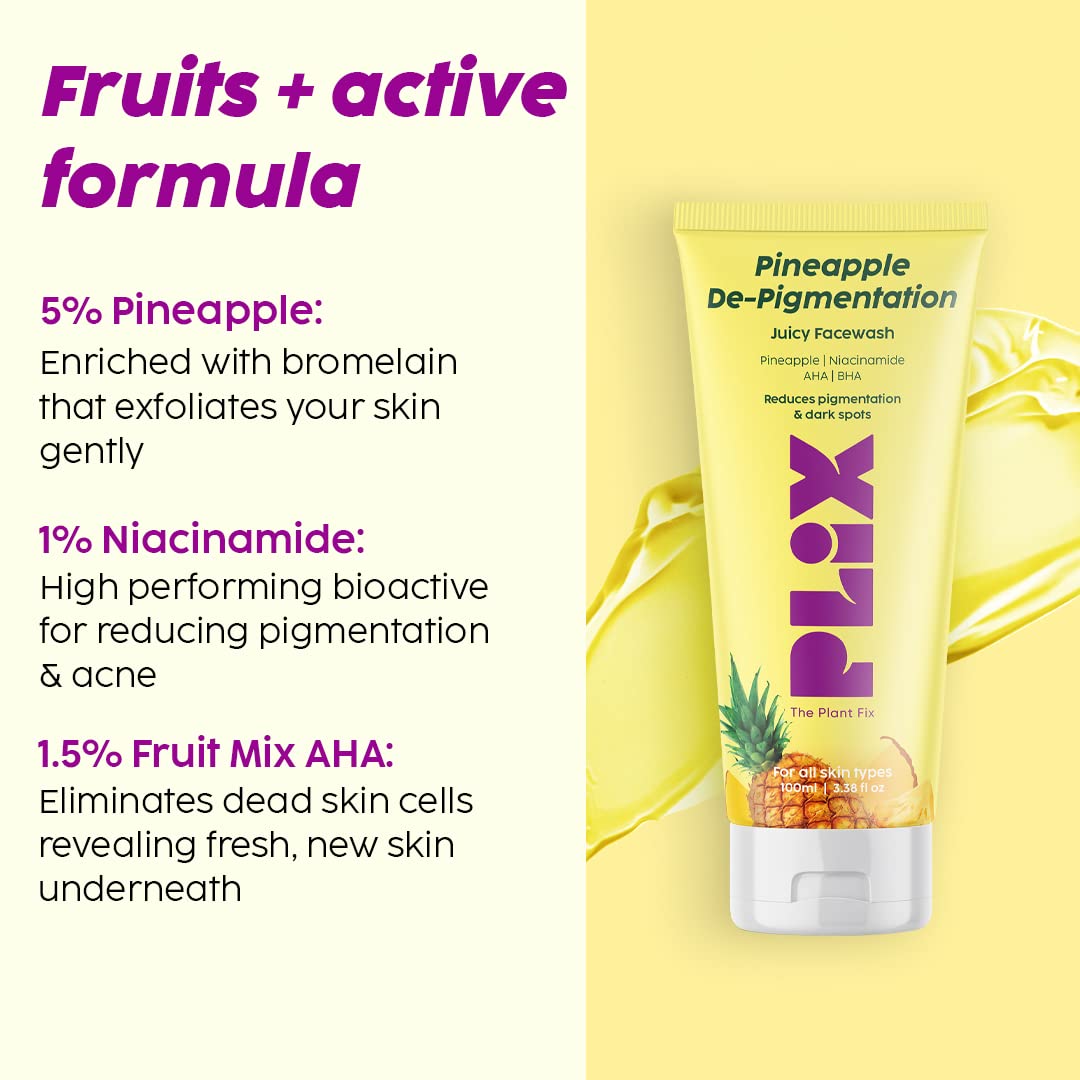 PLIX - THE PLANT FIX 5% Pineapple Foaming Face Wash -100ml And Serum-30ml  Combo image 5