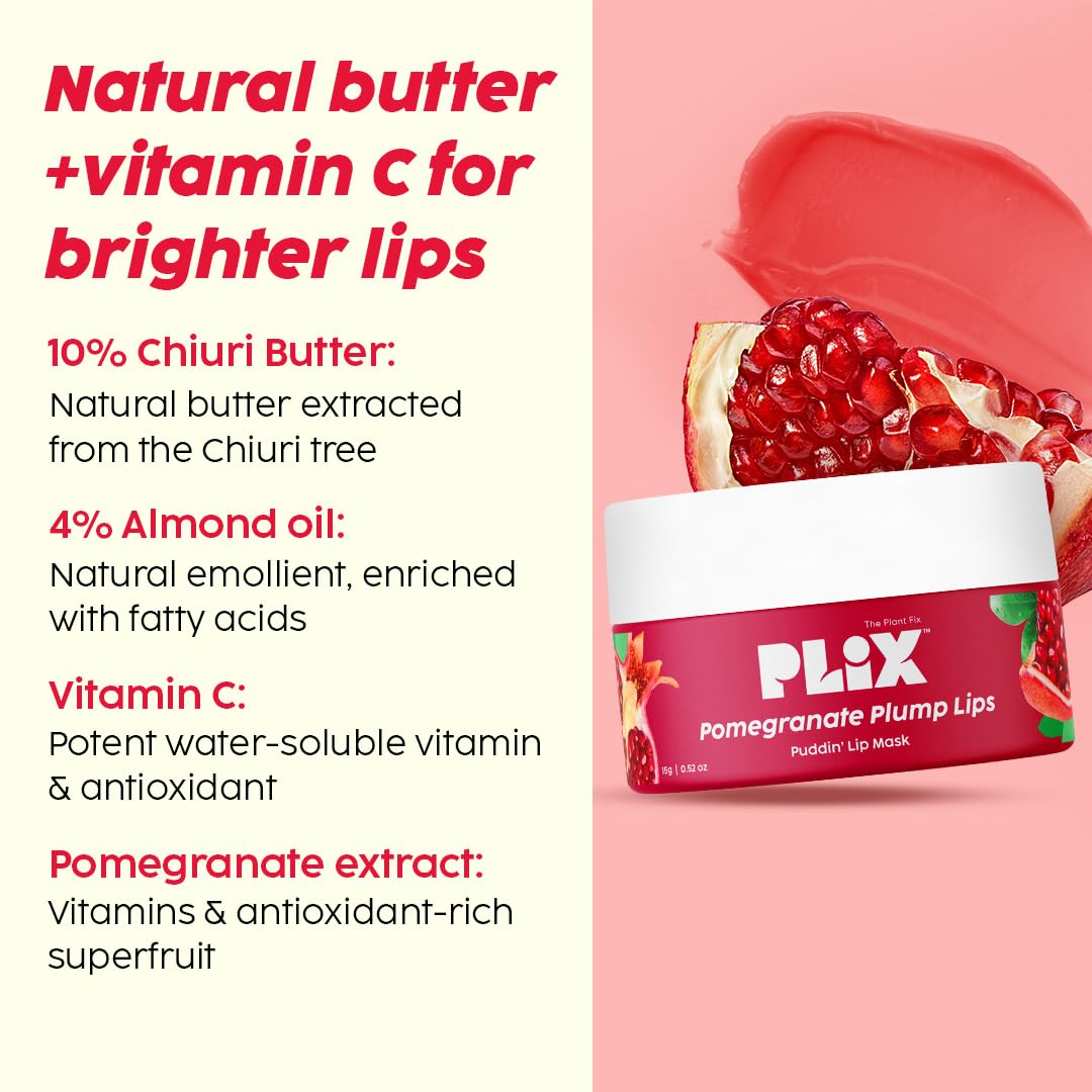 PLIX  Pomegranate Lip Care Combo, Exfoliating Scrub and Plumping Lip Mask (15 + 15) gms image 3