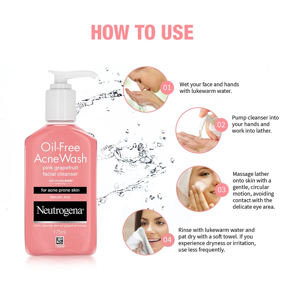 Neutrogena Oil Free Acne Wash | Pink Grapefruit - 175ml image 5