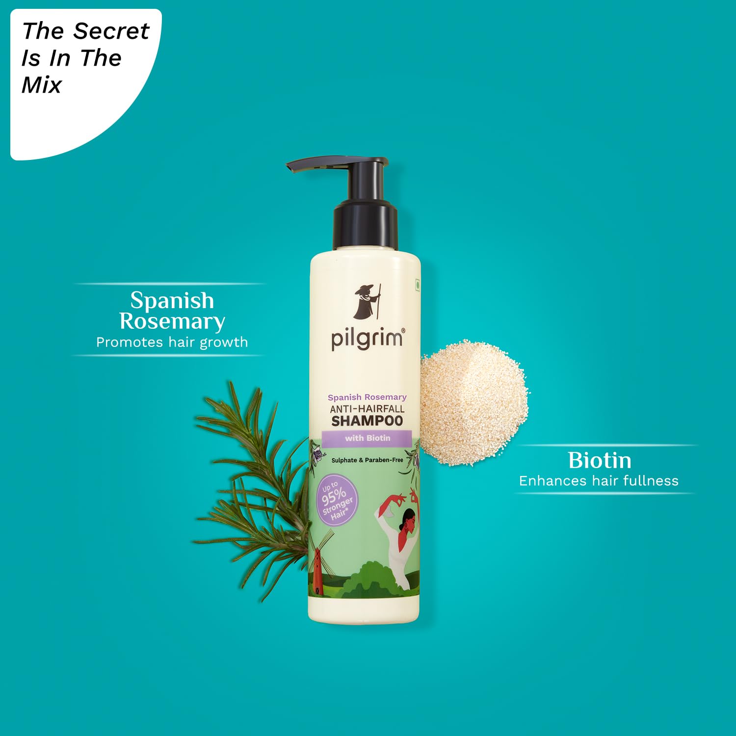 Pilgrim Spanish Rosemary & Biotin Anti Hairfall Shampoo -200ml image 3