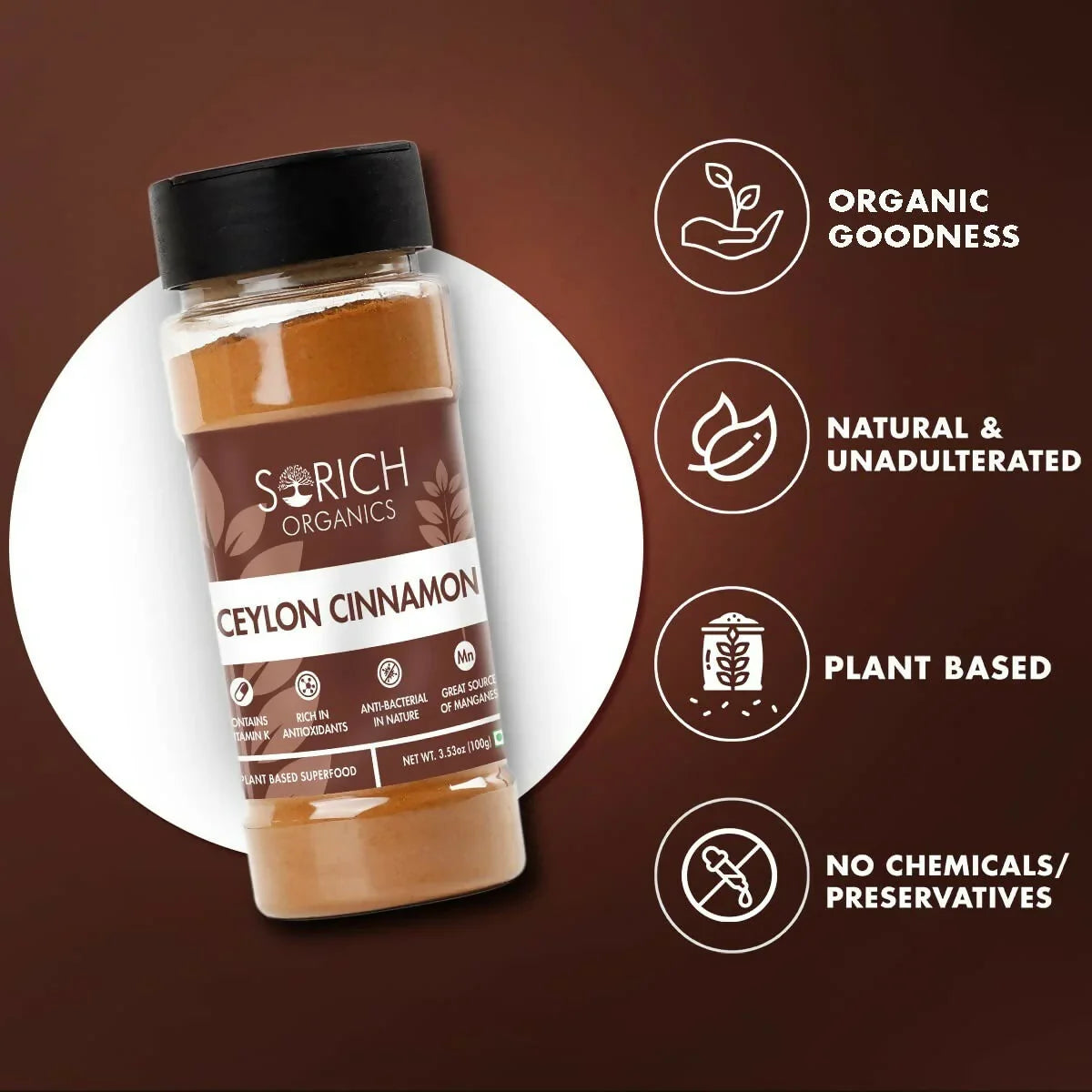 Sorich Organics Ceylon Cinamon Sticks Powder (Dalchini Powder) -50 gm image 5
