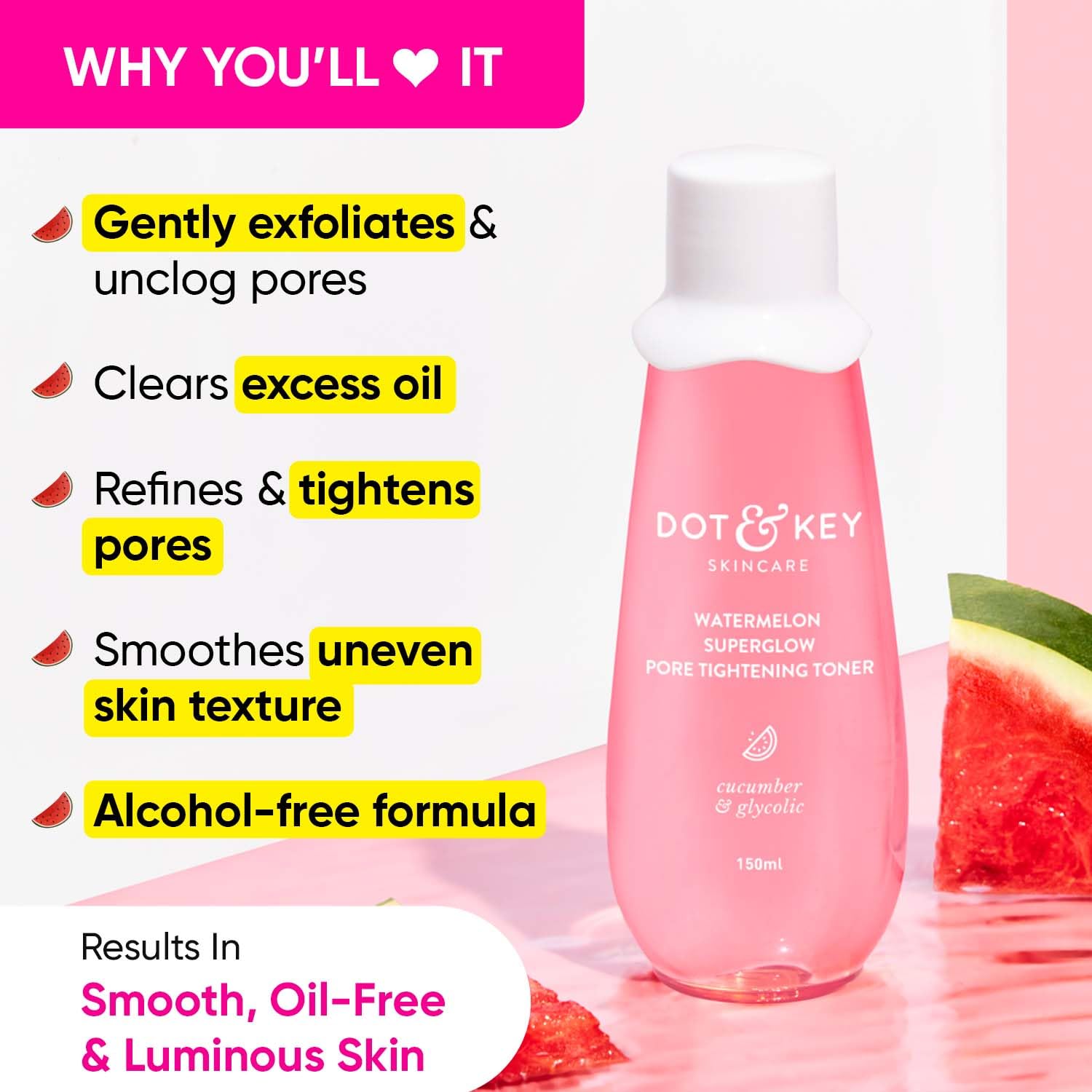Dot & Key Watermelon Skin Glow Pore Tightening Face Toner -150 ml image 2