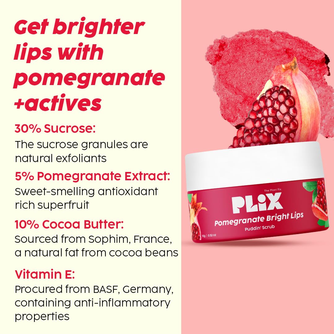 PLIX  Pomegranate Lip Care Combo, Exfoliating Scrub and Plumping Lip Mask (15 + 15) gms image 2