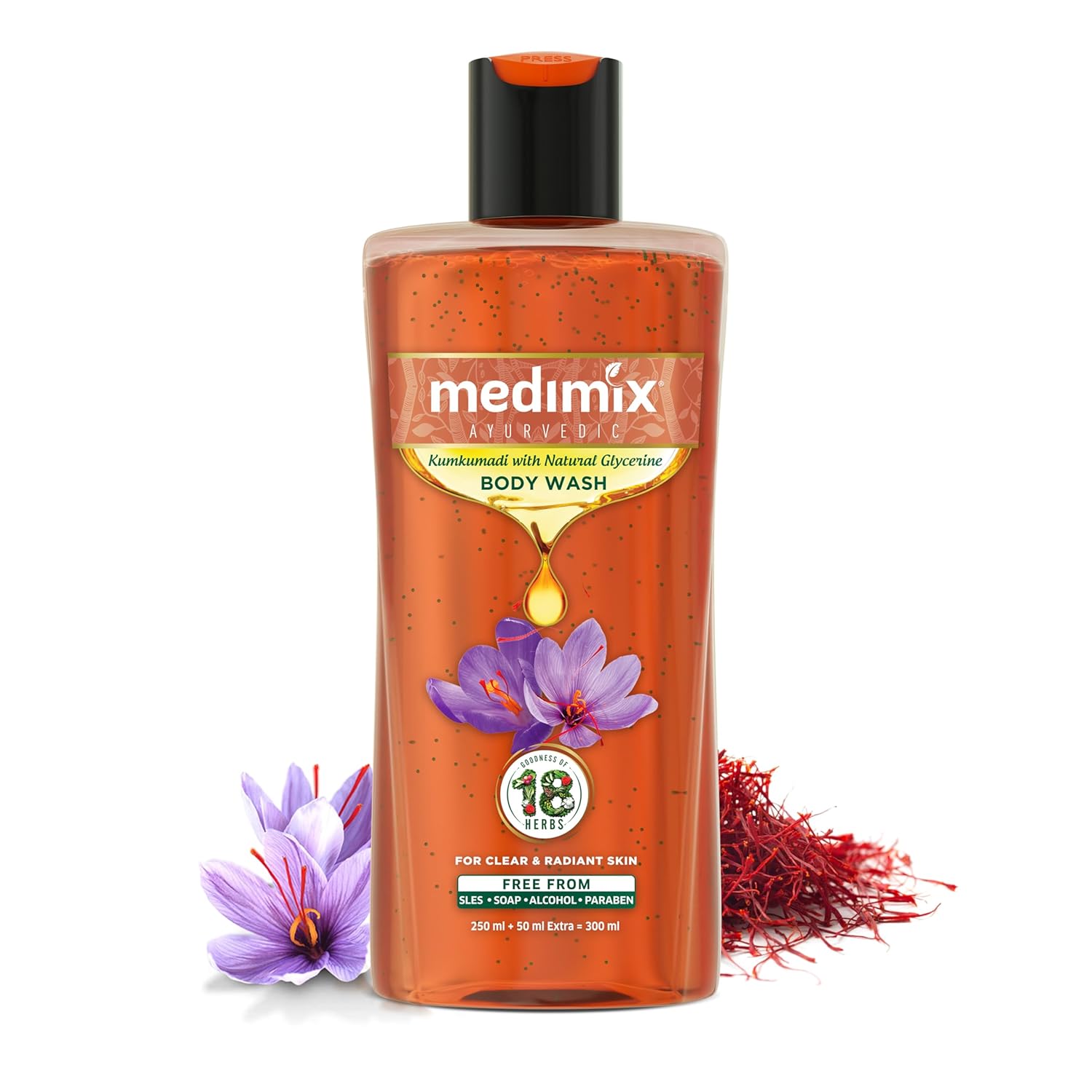Medimix Ayurvedic Bodywash, Kumkumadi with Natural Glycerine  250 + 50 ml  Shower Gel