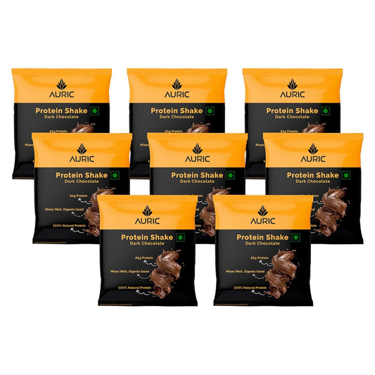 Auric Vegan Protein Powder for Men & Women (Dark Chocolate Flavor) 8 Sachet-21g