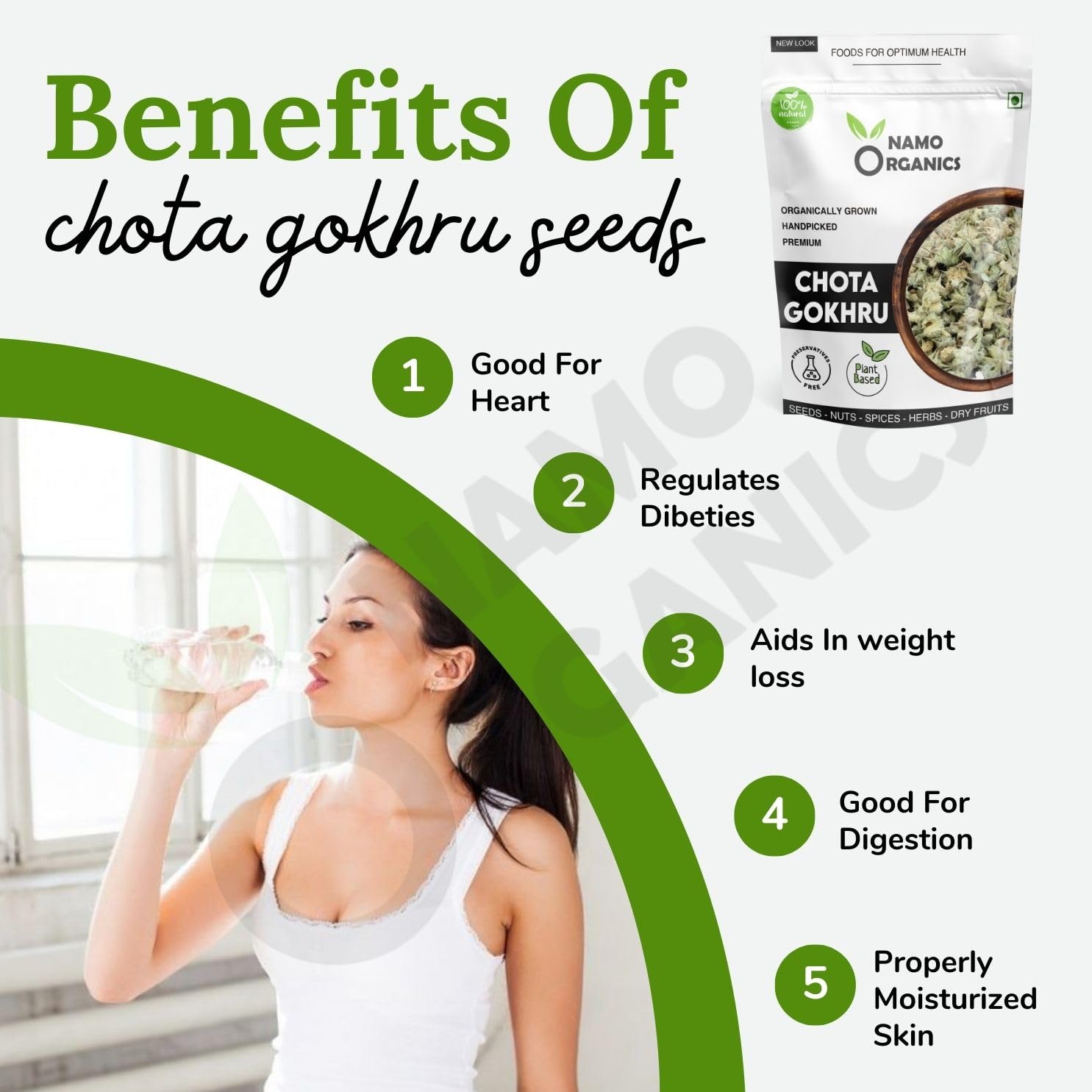 Namo Organics Gokhru Chota - 400 gms image 4
