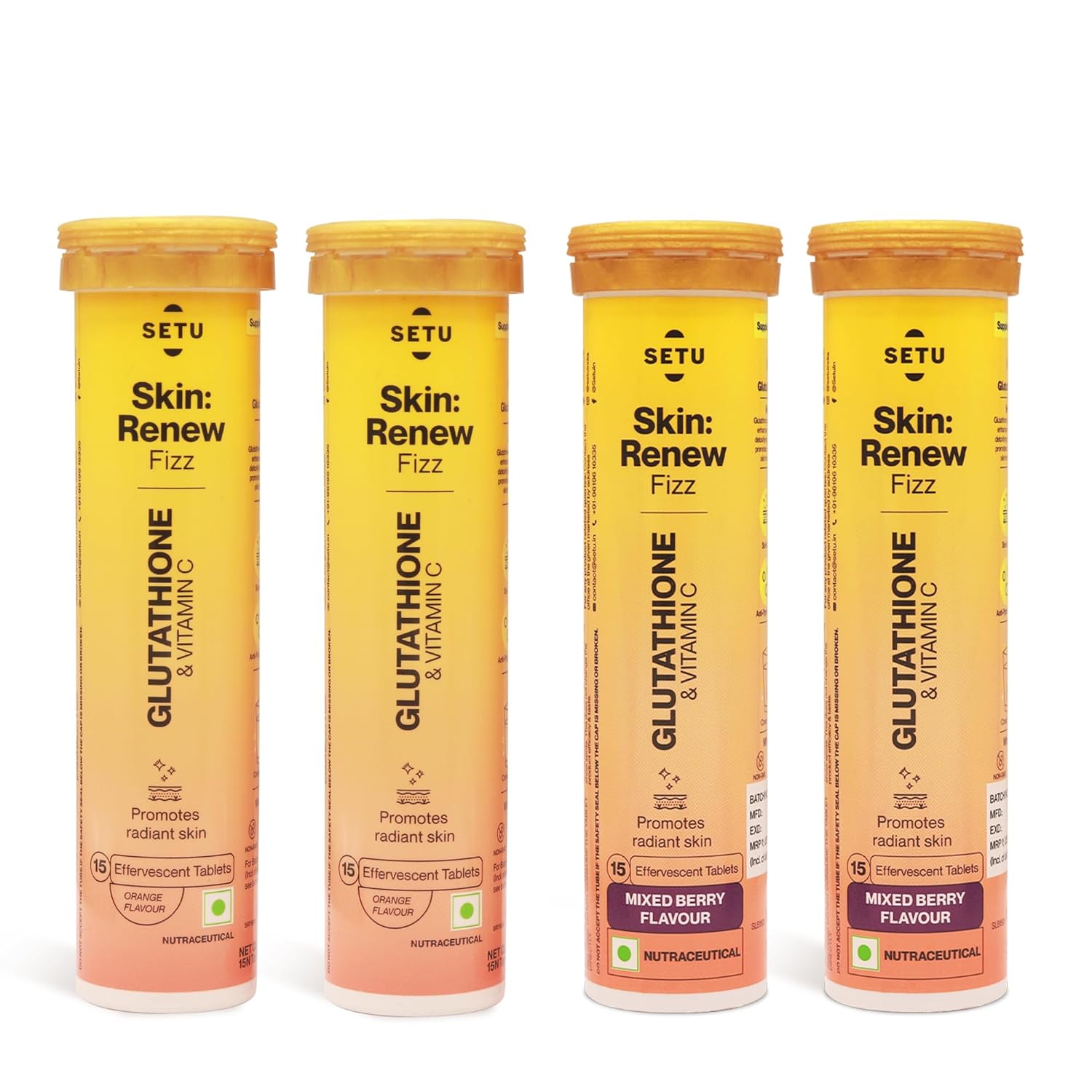 Setu Skin Renew - 15 Effervescent Tablets Mixed Berry & Orange Flavour(Combo of 2) image 2