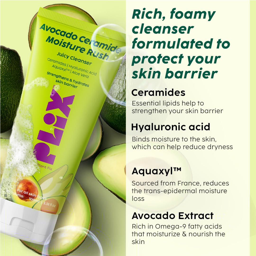PLIX Avocado Ceramide Moisture Rush Juicy Cleanser and Guava Moisturizer Combo (150 ml) image 3