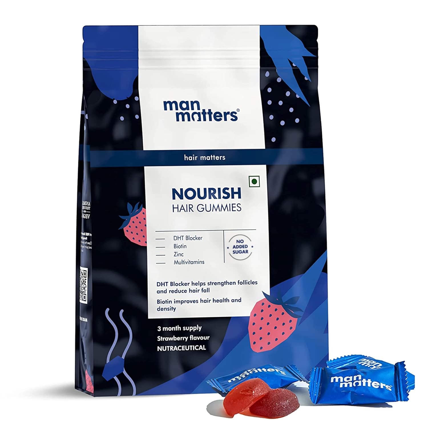 Man Matters Biotin Hair Gummies (90N) 100% Vegan & Gut Friendly image 2