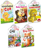Sawan Set Of 5 Story Books Baby Animals Series (Adventurous Cub,Baby Squirrel,Baby Dinosaur,City Calf & Baby Mouse) [Board…