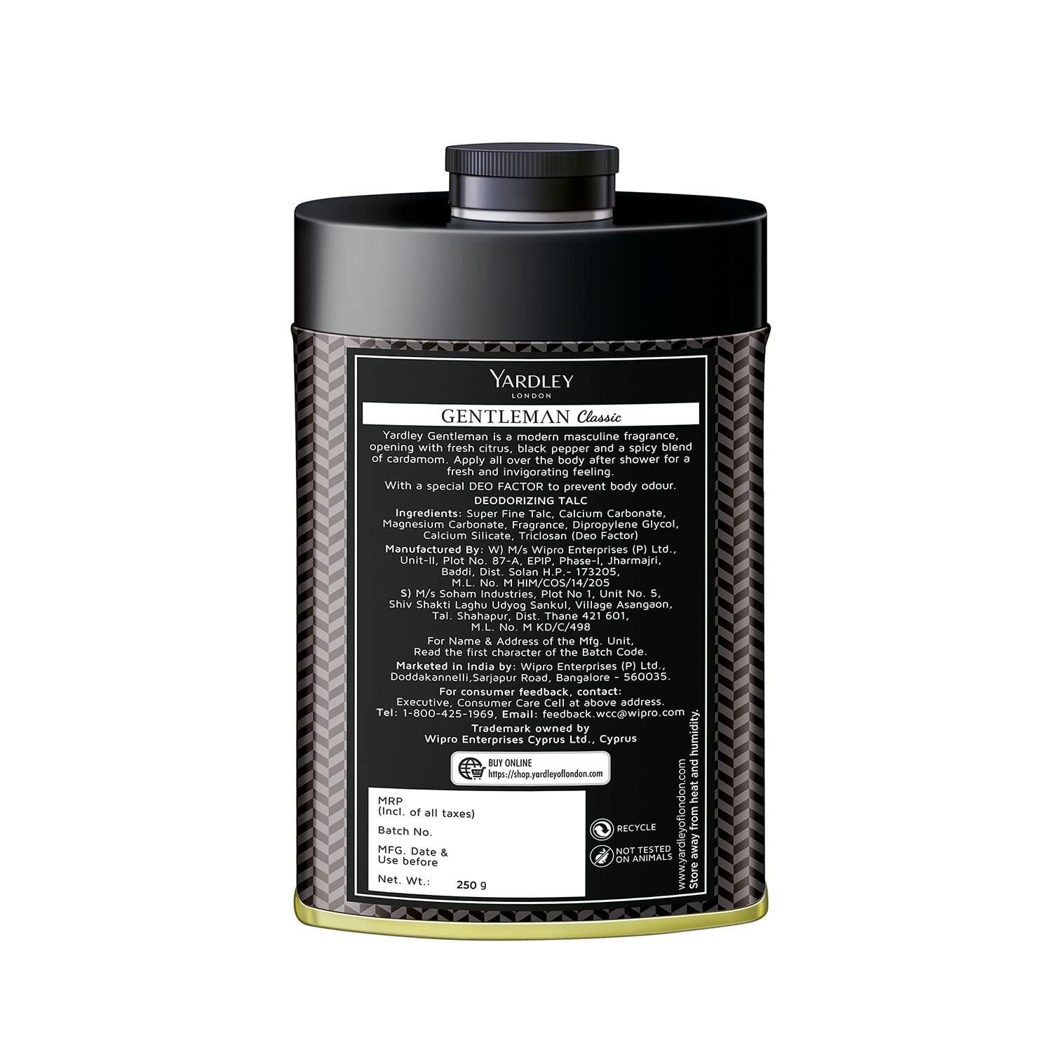 Yardley London Gentleman Classic Deodorizing Talc-250g image 2