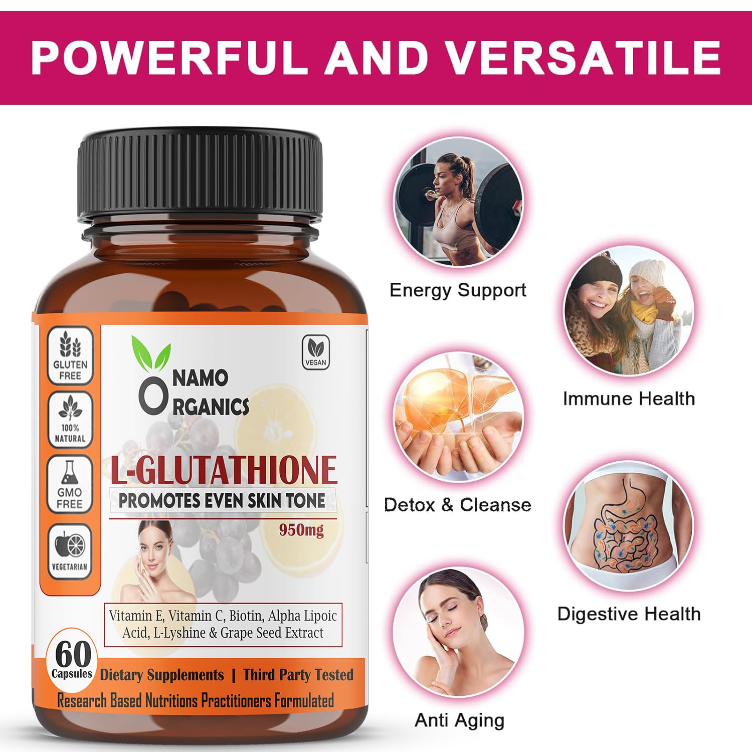 Namo Organics L - Glutathione - 60 capsules image 6
